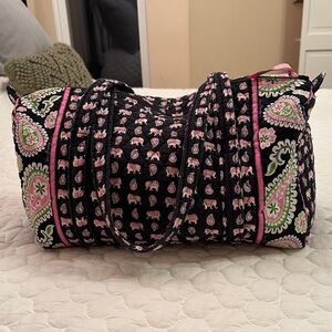 Vera Bradley Black and Pink Elephant Travel Bag